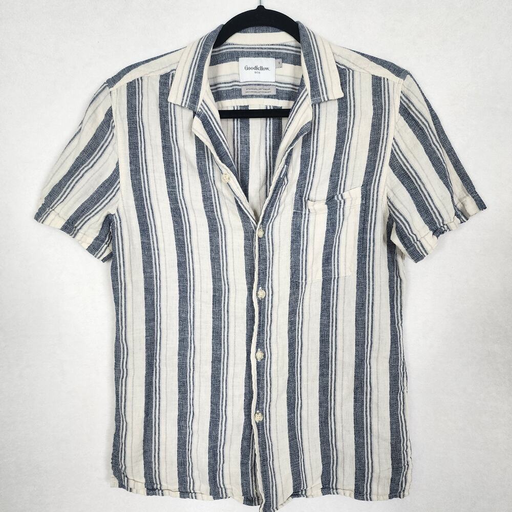 Goodfellow Linen Cotton Blend Shirt Short Sleeve Button Down Casual Mens Size S